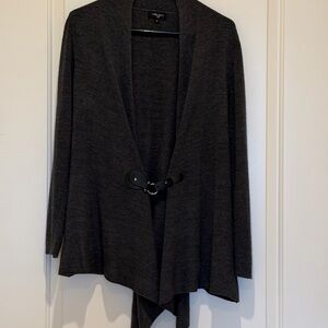 Color Works Gray Open Cardigan